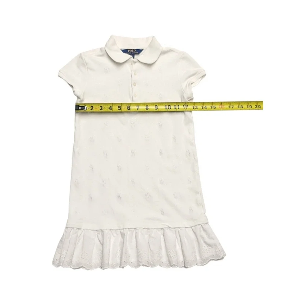 Ralph Lauren Girls Size 6X White Cotton Dress Short Sleeve